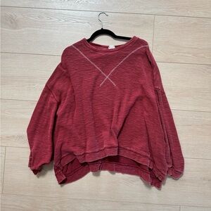 Free People We The Free Burgundy Sweatshirt 100% cotton, S